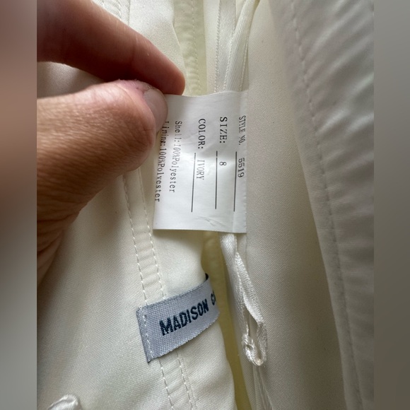 Madison Collection Ivory Satin Wedding Gown – Style 5519 – Size 8 – Corset Back - Picture 9 of 15